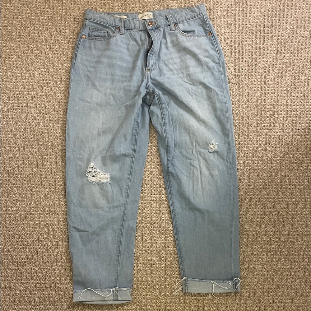 Women’s Light Blue Distressed Boyfriend Jeans